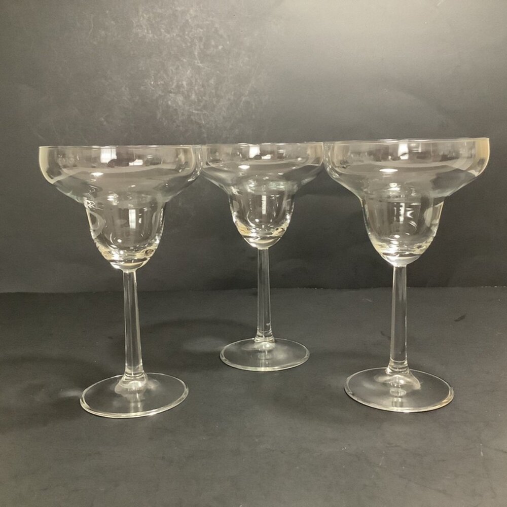 MARGARITA GLASSES Classic Style Set Of Three Excellent Unused Condition 6-1/2"